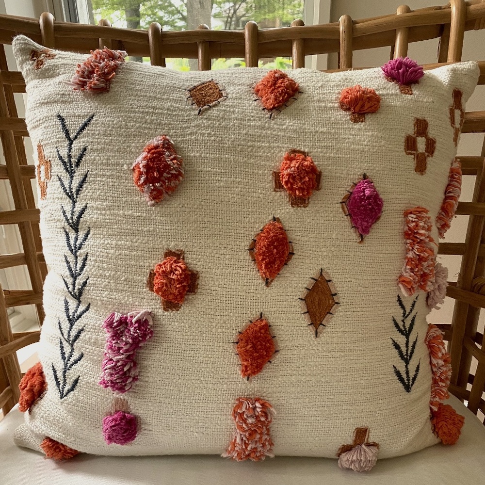 Anthropologie Textured Cotton Pillow w/stitching